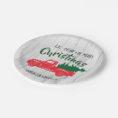レッドヴィンテージトラック素朴クリスマス紙プレート ペーパープレート (アングル)