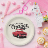レッドヴィンテージトラック誕生日カスタム紙プレート ペーパープレート (パーティー)