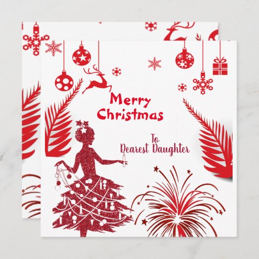 レッドヴィンテージドーターメリークリスマスオーナメントアート (正面/裏面)