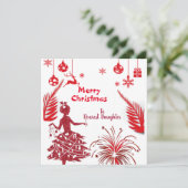 レッドヴィンテージドーターメリークリスマスオーナメントアート (スタンド正面)