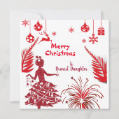 レッドヴィンテージドーターメリークリスマスオーナメントアート (正面)