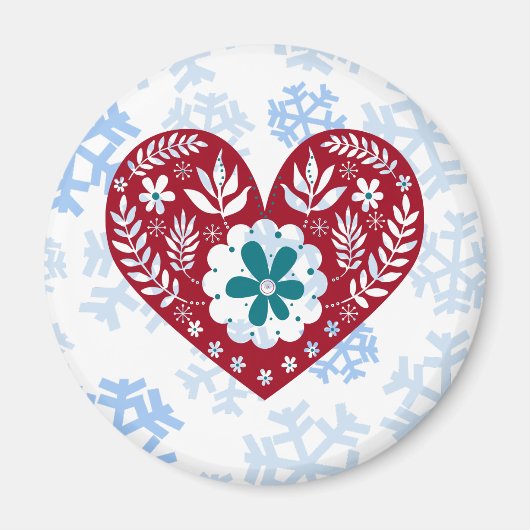 レッドヴィンテージハートホリデーラブ マグネット (正面)