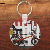 レッドヴィンテージバイクレトロ1970年代チョッパー キーホルダー (正面)