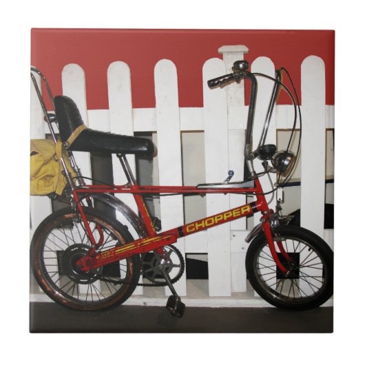 レッドヴィンテージバイクレトロ1970年代チョッパー タイル (正面)