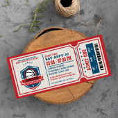 レッドヴィンテージバスケットボールチケットバースデーパーティー 招待状