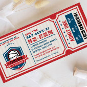 レッドヴィンテージバスケットボールチケットバースデーパーティー 招待状