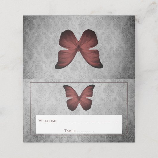 レッドヴィンテージバタフライダマスク披露宴 プレイスカード (外部開封)