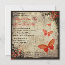 レッドヴィンテージバタフライ結婚式招待状 招待状