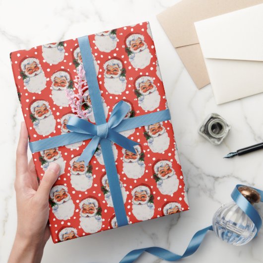 レッドヴィンテージビクトリアンクリスマスサンタクロース ラッピングペーパー (ギフト)