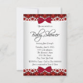 レッドヴィンテージプリンセスベビーシャワー 招待状 (裏面)