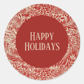 レッドヴィンテージホリデーカード封筒用シール ラウンドシール (正面)