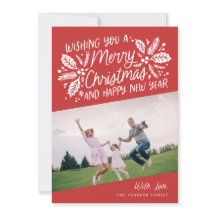 レッドヴィンテージホリータイポグラフィクリスマスフォト