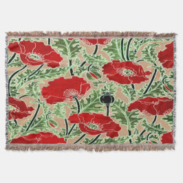 レッドヴィンテージポピーブランケット スローブランケット