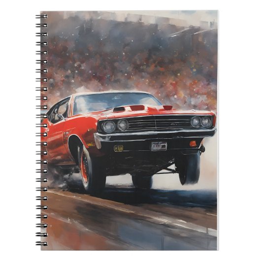 レッドヴィンテージマッスルカー ノートブック (正面)