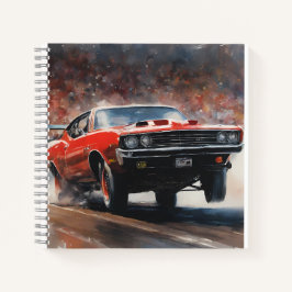 レッドヴィンテージマッスルカー ノートブック