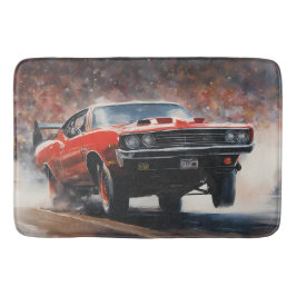 レッドヴィンテージマッスルカー バスマット