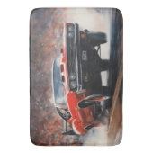 レッドヴィンテージマッスルカー バスマット (正面縦)