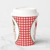 レッドヴィンテージレトロサンタとピンクプレイド紙カップ 紙コップ (左)