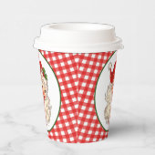 レッドヴィンテージレトロサンタとピンクプレイド紙カップ 紙コップ (右)