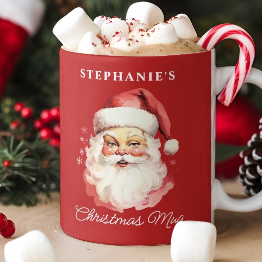 レッドヴィンテージレトロサンタクロースクリスマス コーヒーマグカップ