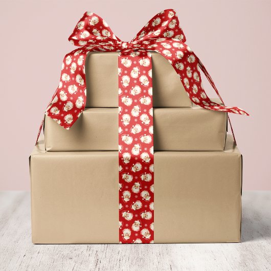 レッドヴィンテージレトロサンタクロースクリスマス サテンリボン