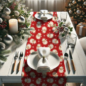 レッドヴィンテージレトロサンタクロースクリスマス ショートテーブルランナー