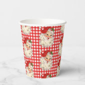 レッドヴィンテージレトロサンタレッドプレイド紙カップ 紙コップ (裏面)