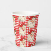 レッドヴィンテージレトロサンタレッドプレイド紙カップ 紙コップ (右)