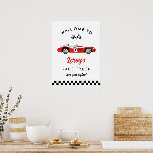 レッドヴィンテージレースカーボーイ2ndバースデーウェルカム ポスター (キッチン)