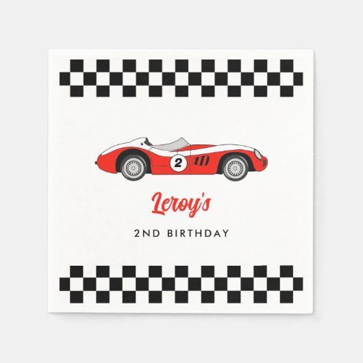 レッドヴィンテージレースカーボーイ2nd誕生日パーティー スタンダードカクテルナプキン (正面)