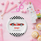 レッドヴィンテージレースカーボーイ2nd誕生日パーティー ペーパープレート (パーティー)