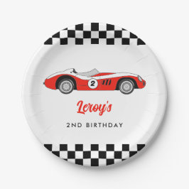 レッドヴィンテージレースカーボーイ2nd誕生日パーティー ペーパープレート