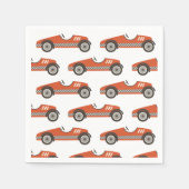 レッドヴィンテージレースカー誕生日 スタンダードカクテルナプキン (正面)