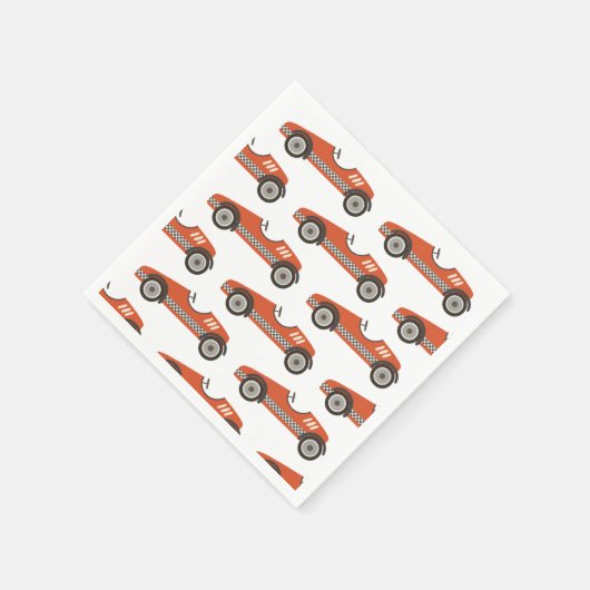 レッドヴィンテージレースカー誕生日 スタンダードカクテルナプキン (角)