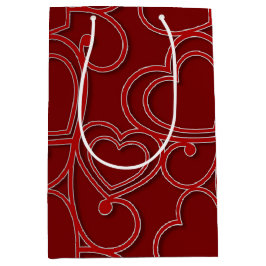 レッドヴィンテージロマンチックハートバレンティンズデイスペシャル ミディアムペーパーバッグ