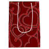 レッドヴィンテージロマンチックハートバレンティンズデイスペシャル ミディアムペーパーバッグ (裏面)