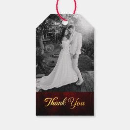 レッドヴィンテージ旧紙、カスタムフォト結婚ズ ギフトタグ