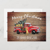 レッドヴィンテージ素朴トラックドッグズホリデームービング 案内ポストカード (正面/裏面)