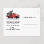 レッドヴィンテージ素朴トラックハッピーホリデーズムービング 案内ポストカード (裏面)