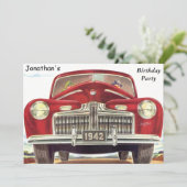 レッドヴィンテージ自動バースデーパーティー 招待状 (スタンド正面)