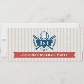 レッドヴィンテージ野球チケット誕生日 招待状 (裏面)