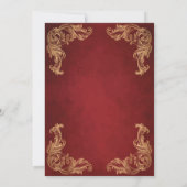 レッドヴィンテージ金ゴールドコーナーイスラム結婚教徒 招待状 (裏面)