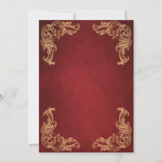 レッドヴィンテージ金ゴールドコーナーイスラム結婚教徒 招待状 (裏面)