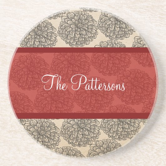 レッドヴィンテージ《植物》百日草コースター コースター (正面)