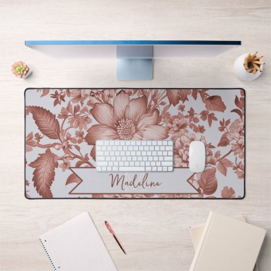 レッドヴィンテージChinoiserieフローラ デスクマット (オフィス1)