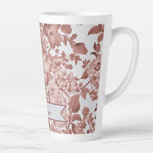 レッドヴィンテージChinoiserieフローラ パーソナライズされた カフェラテマグ (右)