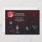 レッド不気味ムーンライトナイトハロウィーン招待状 招待状 (正面)