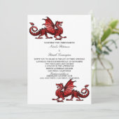 レッド中世ドラゴンウェディング招待 招待状 (スタンド正面)