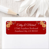 レッド中国の結婚オレンジフローラ差出人住所 ラベル (インサイチュ)
