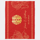 レッド中国の結婚ドラゴンフェニックス伝統的 フリースブランケット (正面)